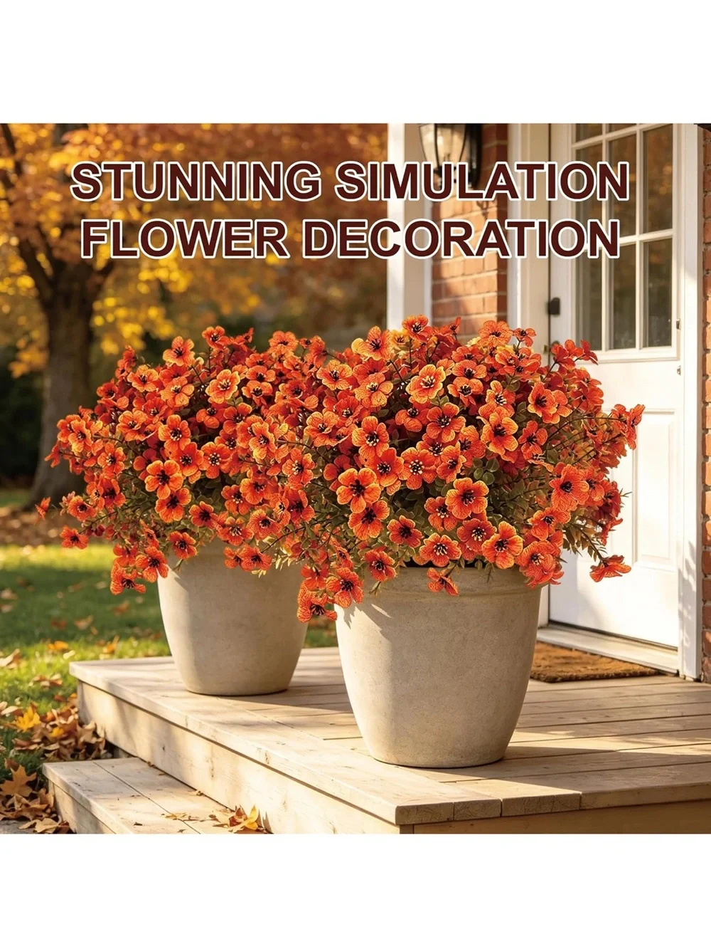 12 pcs artificial fall mums flower outdoor fake porch decor faux for planters